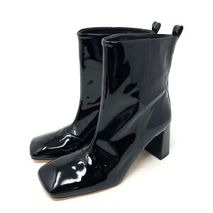 Good American Black Patent Leather‎ Boots Size 8.5 Square Toe GA165P-X